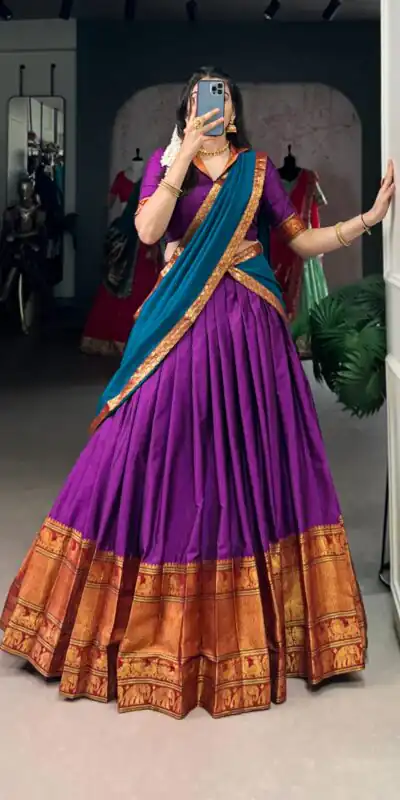 Purple Narayan Pet Zari Weaving Lehenga Choli | Lehenga, Bollywood Lehenga, Creative Lehenga, Designer Lehenga, Embroidered Lehenga, Party Wear Lehenga