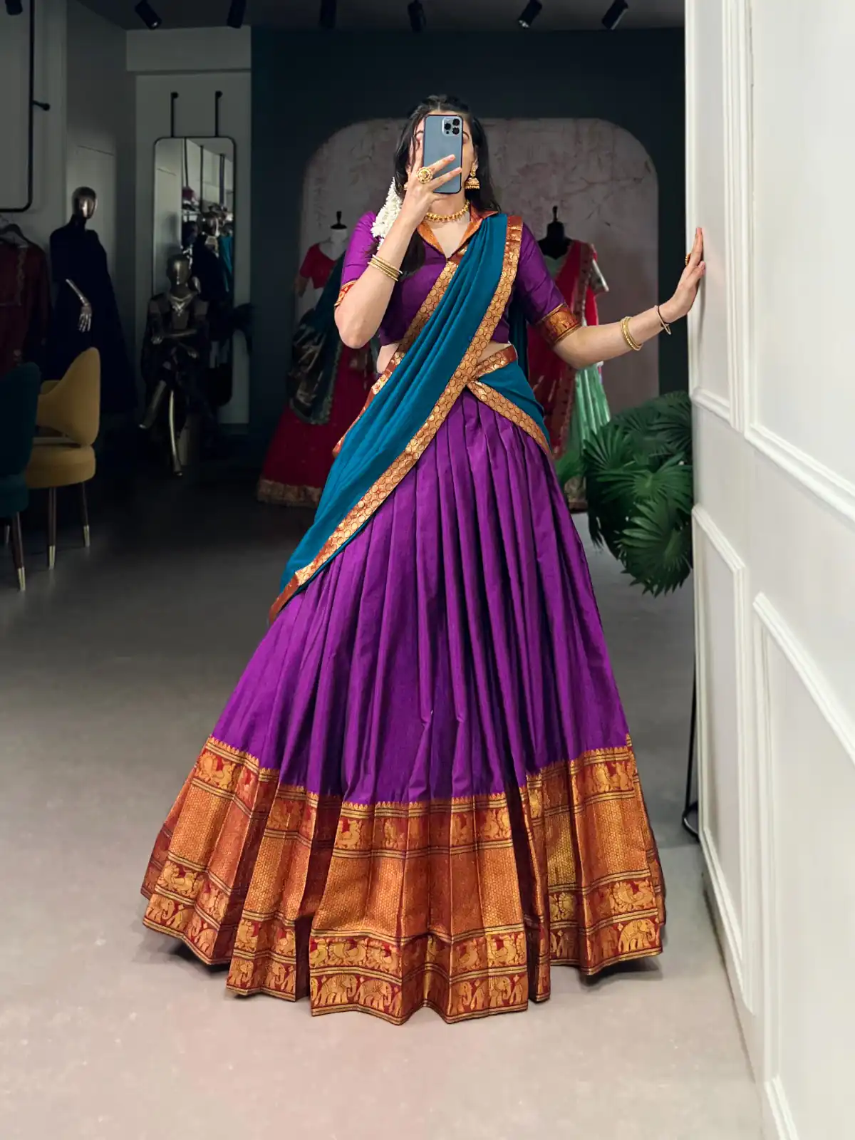 Purple Narayan Pet Zari Weaving Lehenga Choli | Lehenga, Bollywood Lehenga, Creative Lehenga, Designer Lehenga, Embroidered Lehenga, Party Wear Lehenga