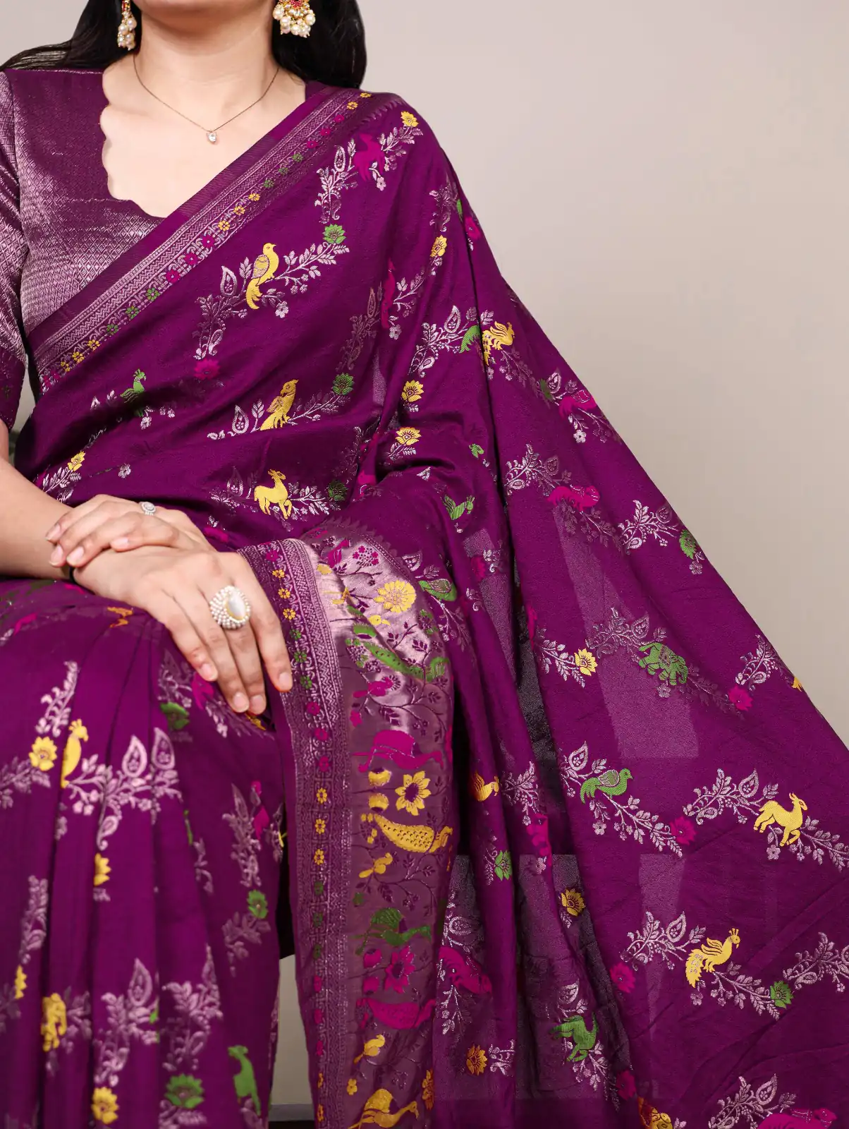 Purple Nylon Weaving Work Saree | Sarees, Bollywood Sarees, Creative Sarees, Designer Sarees, Embroidered Sarees, Ethnic Saree, Modern Digital sarees, Party Wear Sarees