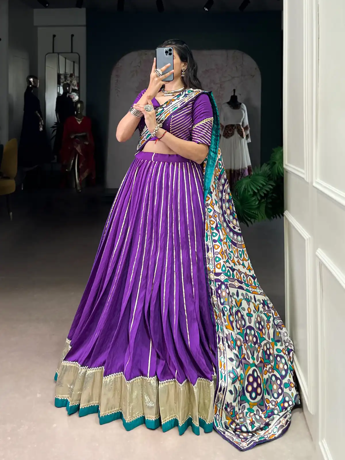 Purple Pure Chanderi Zari Work Gotta Patti Lehenga Choli | Lehenga, Bollywood Lehenga, Creative Lehenga, Designer Lehenga, Embroidered Lehenga, Party Wear Lehenga