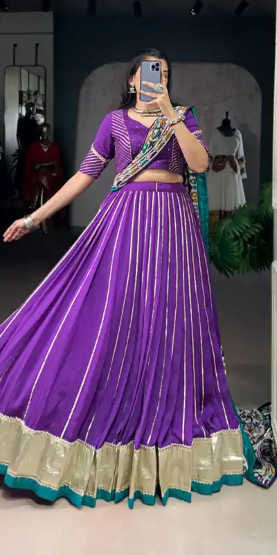 Purple Pure Chanderi Zari Work Gotta Patti Lehenga Choli | Lehenga, Bollywood Lehenga, Creative Lehenga, Designer Lehenga, Embroidered Lehenga, Party Wear Lehenga