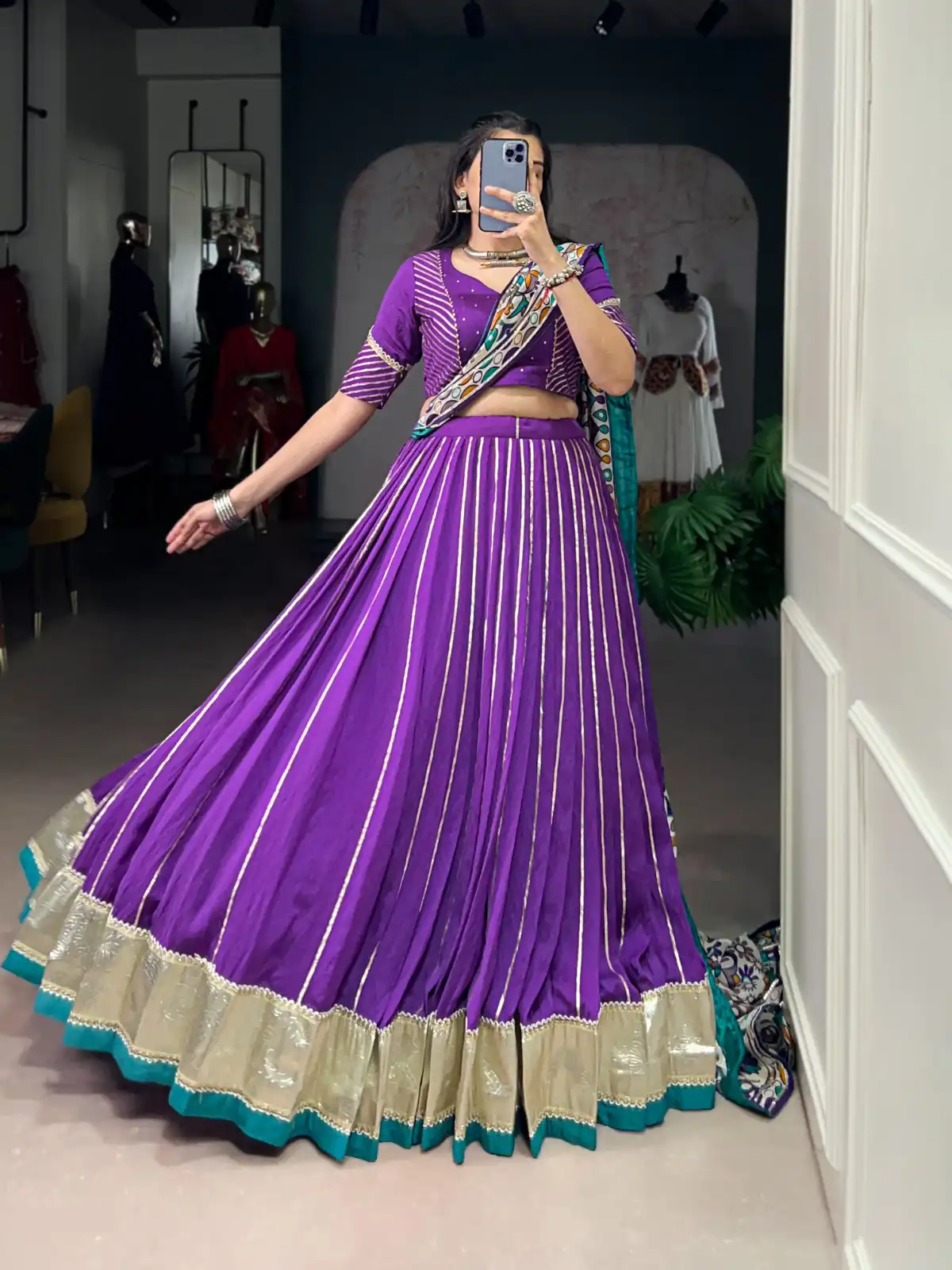 Purple Pure Chanderi Zari Work Gotta Patti Lehenga Choli | Lehenga, Bollywood Lehenga, Creative Lehenga, Designer Lehenga, Embroidered Lehenga, Party Wear Lehenga