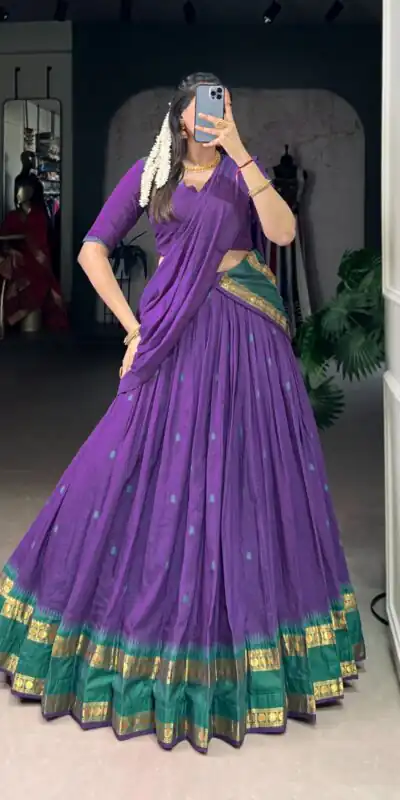 Purple Pure Chanderi Zari Work Lehenga Choli | Lehenga, Bollywood Lehenga, Creative Lehenga, Designer Lehenga, Embroidered Lehenga, Party Wear Lehenga