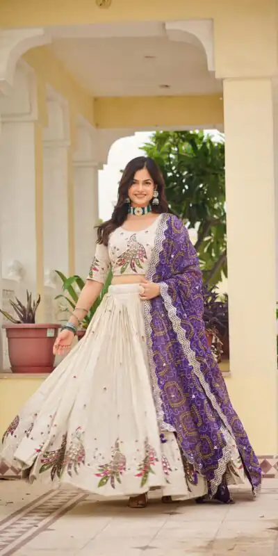 Purple Pure Tissue Silk Embroidery Work Lehenga Choli | Lehenga, Bollywood Lehenga, Creative Lehenga, Designer Lehenga, Embroidered Lehenga, Party Wear Lehenga