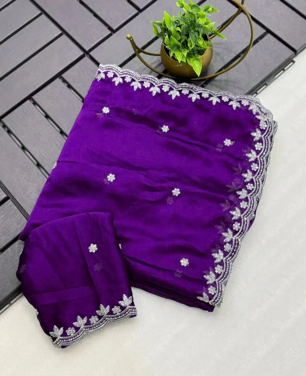 Purple Rangoli Chiffon Embroidery Cut Work Saree | Sarees, Bollywood Sarees, Creative Sarees, Designer Sarees, Embroidered Sarees, Ethnic Saree, Modern Digital sarees, Party Wear Sarees