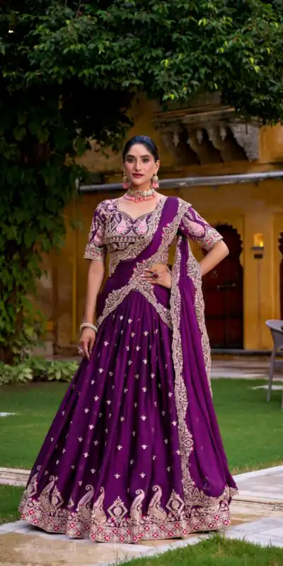 Purple Rangoli Crush Sequins Thread Lehenga Choli | Lehenga, Bollywood Lehenga, Creative Lehenga, Designer Lehenga, Embroidered Lehenga, Party Wear Lehenga