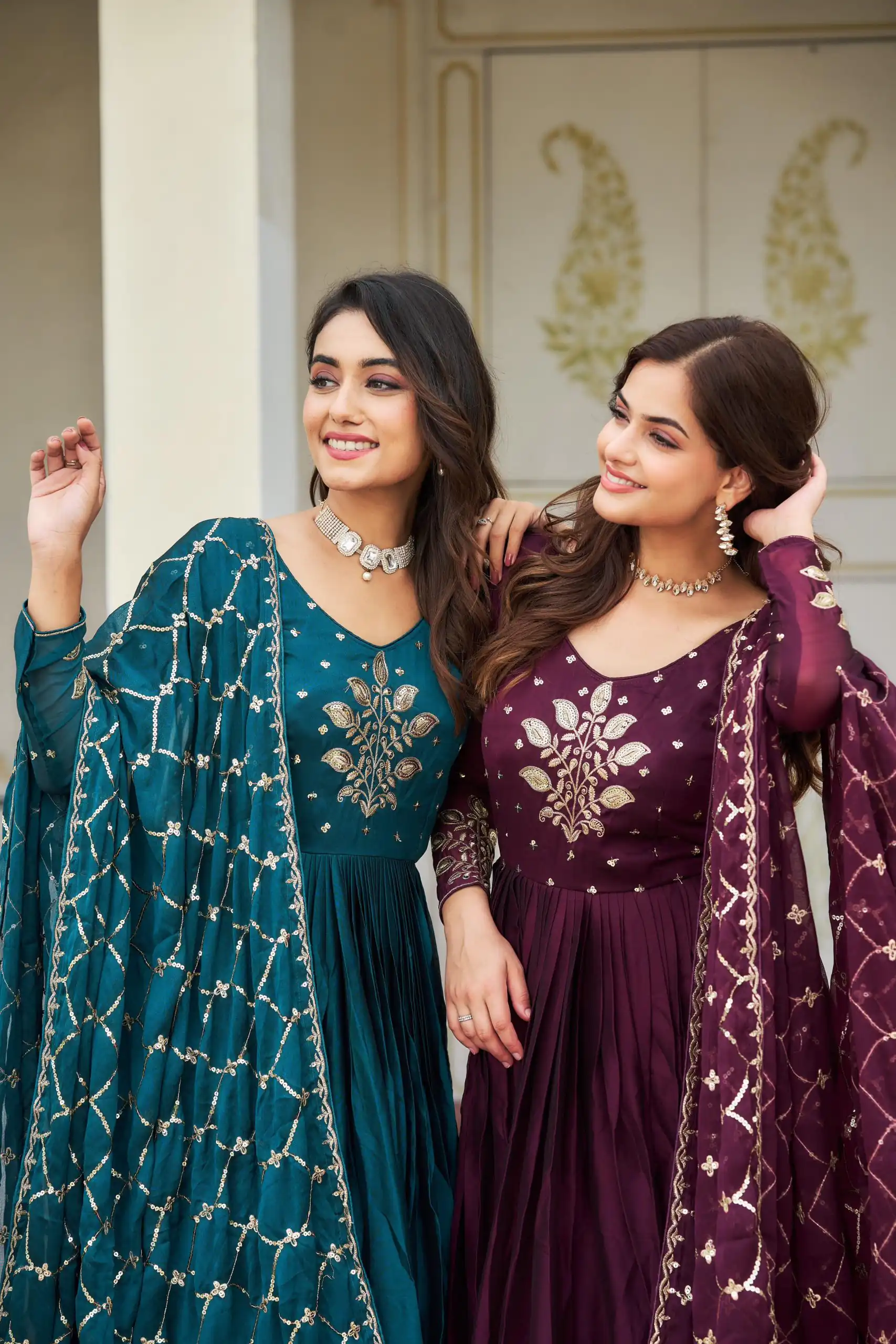 Purple Rangoli Sequence Embroidery Gown | Gowns, Bollywood Gowns, Creative Gowns, Designer Gowns, Embroidered Gowns, Party Wear Gowns
