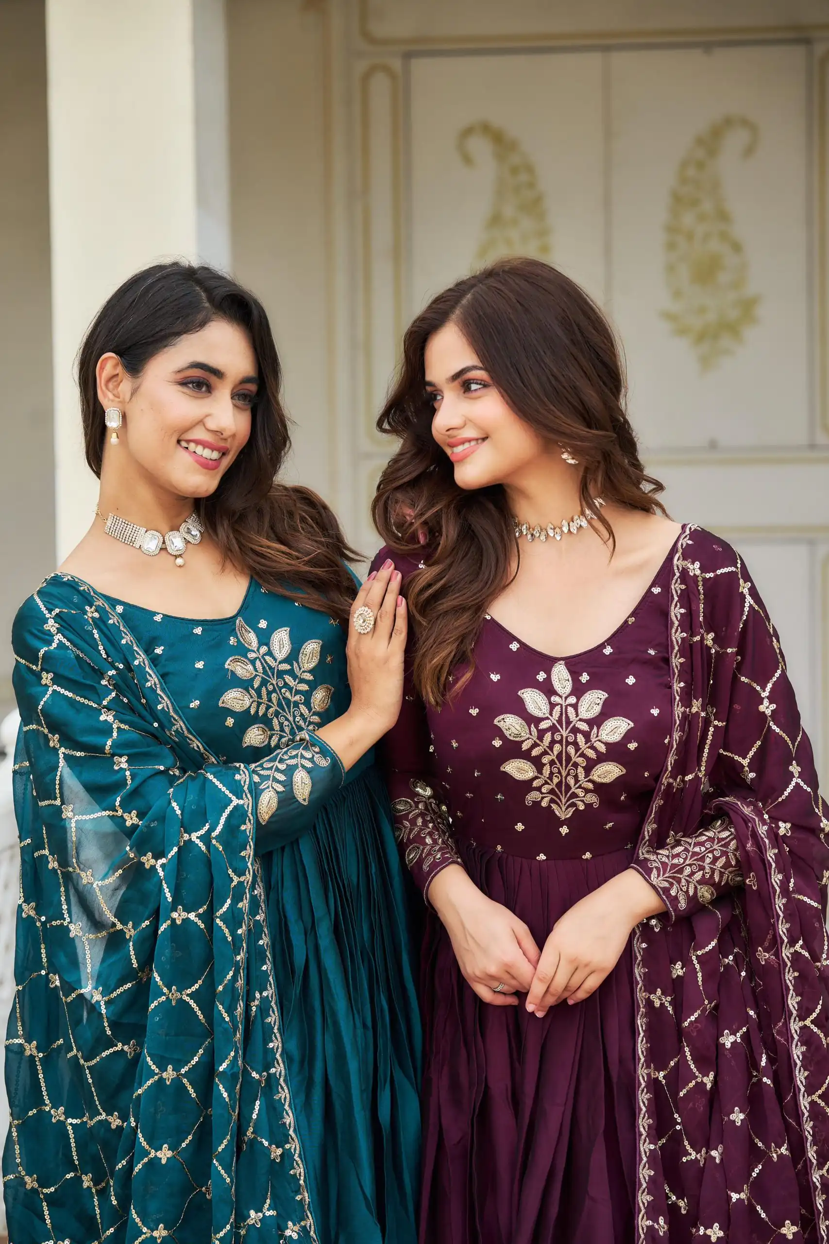 Purple Rangoli Sequence Embroidery Gown | Gowns, Bollywood Gowns, Creative Gowns, Designer Gowns, Embroidered Gowns, Party Wear Gowns