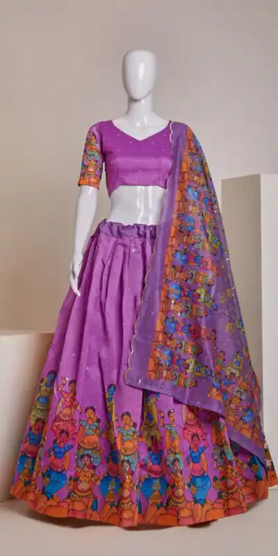 Purple Silk Embroidery Sequins Print Lehenga Choli | Lehenga, Bollywood Lehenga, Creative Lehenga, Designer Lehenga, Embroidered Lehenga, Party Wear Lehenga