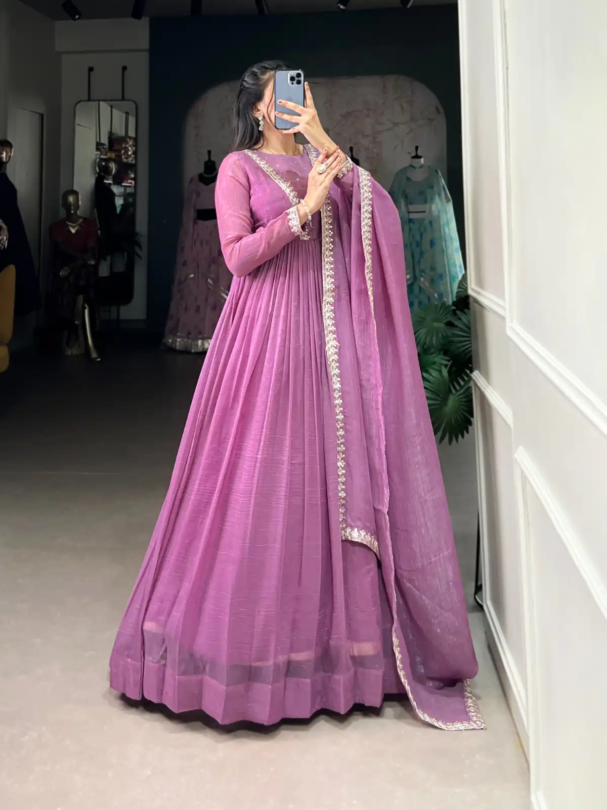 Purple Silver Glory Hotfix Sequins Thread Work Gown | Gowns, Bollywood Gowns, Creative Gowns, Designer Gowns, Embroidered Gowns, Party Wear Gowns