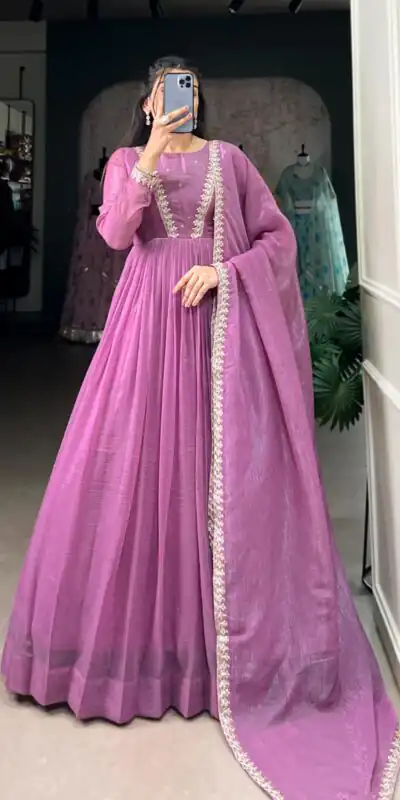 Purple Silver Glory Hotfix Sequins Thread Work Gown | Gowns, Bollywood Gowns, Creative Gowns, Designer Gowns, Embroidered Gowns, Party Wear Gowns