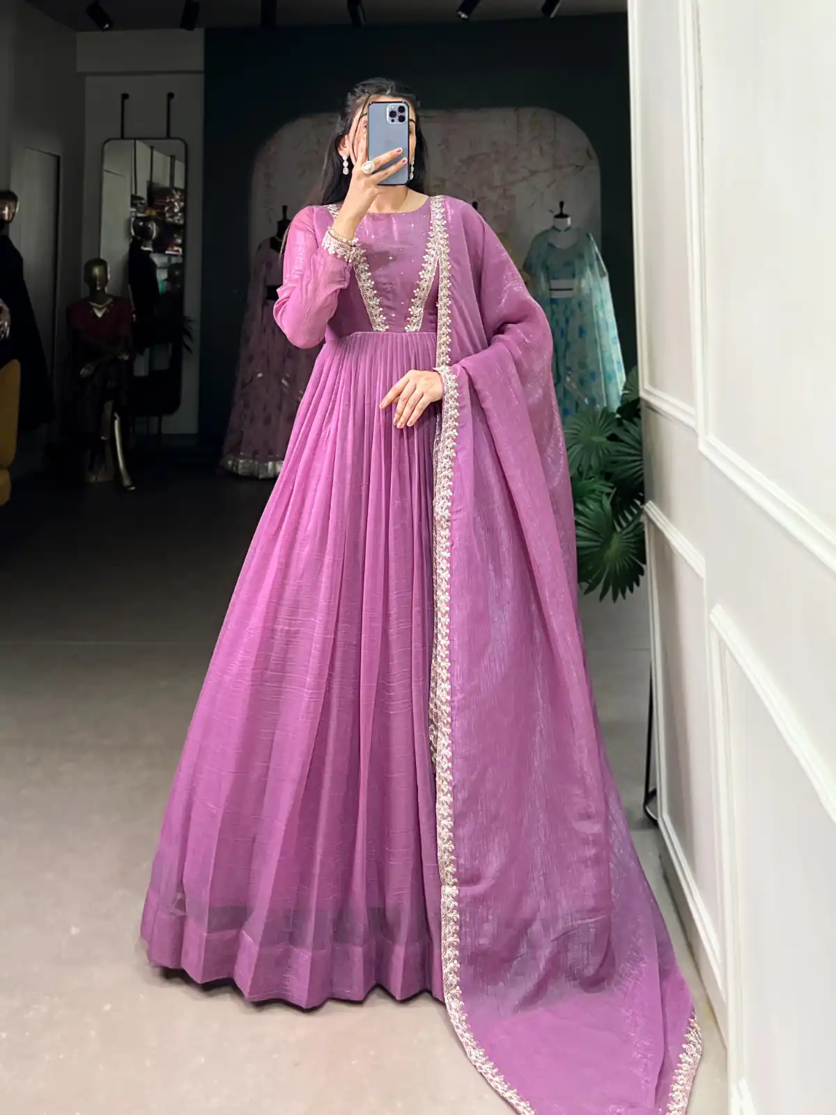 Purple Silver Glory Hotfix Sequins Thread Work Gown | Gowns, Bollywood Gowns, Creative Gowns, Designer Gowns, Embroidered Gowns, Party Wear Gowns