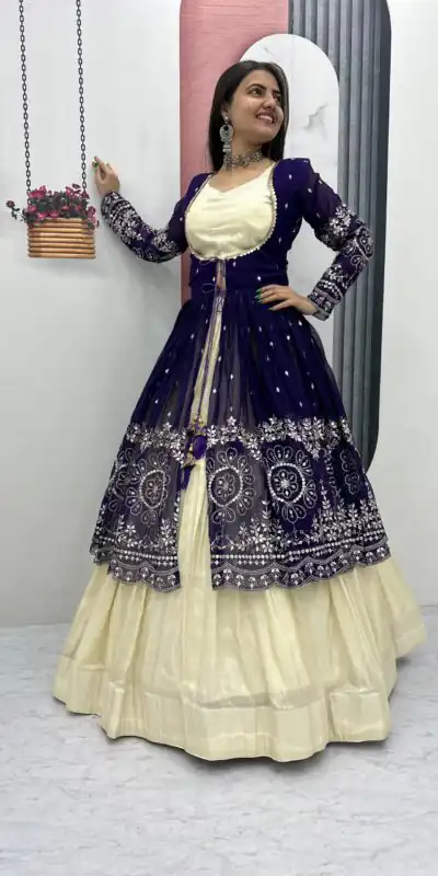Purple Simar Cosmos Sequence Work Lehenga Choli | Lehenga, Bollywood Lehenga, Creative Lehenga, Designer Lehenga, Embroidered Lehenga, Party Wear Lehenga