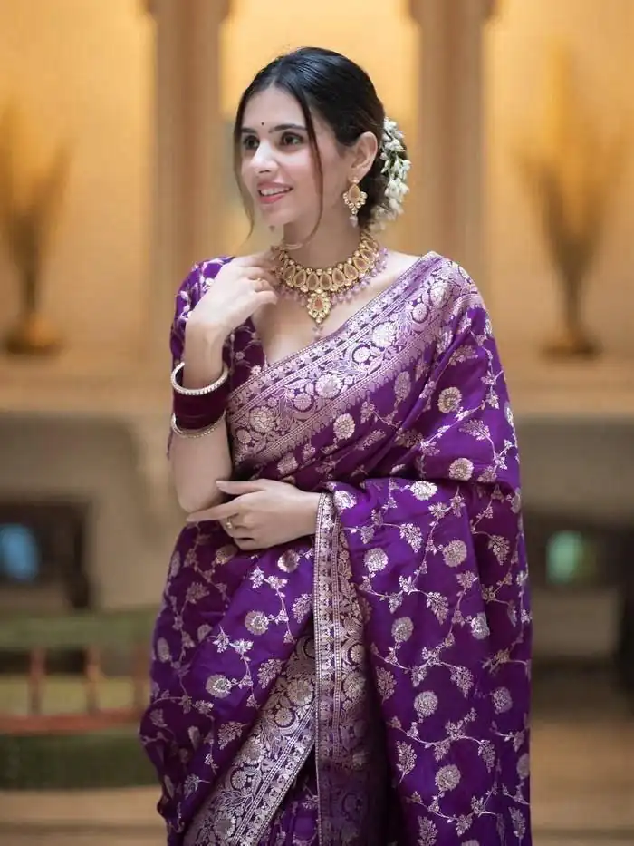 Purple Soft Litchi Silk Kubera Pattu Saree | Sarees, Bollywood Sarees, Creative Sarees, Designer Sarees, Embroidered Sarees, Ethnic Saree, Modern Digital sarees, Party Wear Sarees