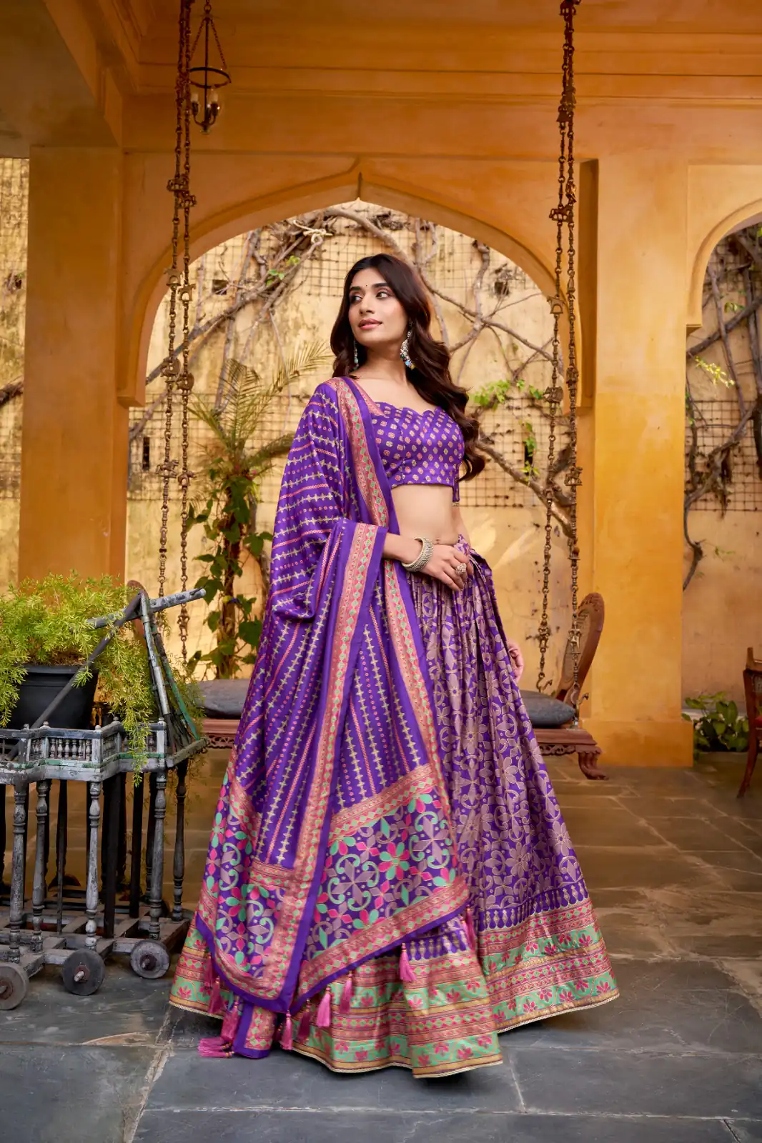 Purple Tasar Silk Gotta Patti Lace Work Lehenga Choli | Lehenga, Bollywood Lehenga, Creative Lehenga, Designer Lehenga, Embroidered Lehenga, Party Wear Lehenga