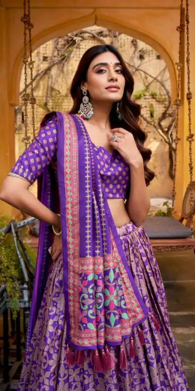 Purple Tasar Silk Gotta Patti Lace Work Lehenga Choli | Lehenga, Bollywood Lehenga, Creative Lehenga, Designer Lehenga, Embroidered Lehenga, Party Wear Lehenga
