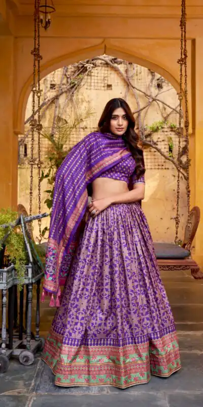 Purple Tasar Silk Gotta Patti Lace Work Lehenga Choli | Lehenga, Bollywood Lehenga, Creative Lehenga, Designer Lehenga, Embroidered Lehenga, Party Wear Lehenga