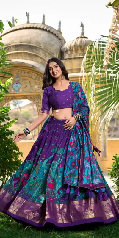 Purple Tasar Silk With Gotta Patti Lehenga Choli | Lehenga, Bollywood Lehenga, Creative Lehenga, Designer Lehenga, Embroidered Lehenga, Party Wear Lehenga