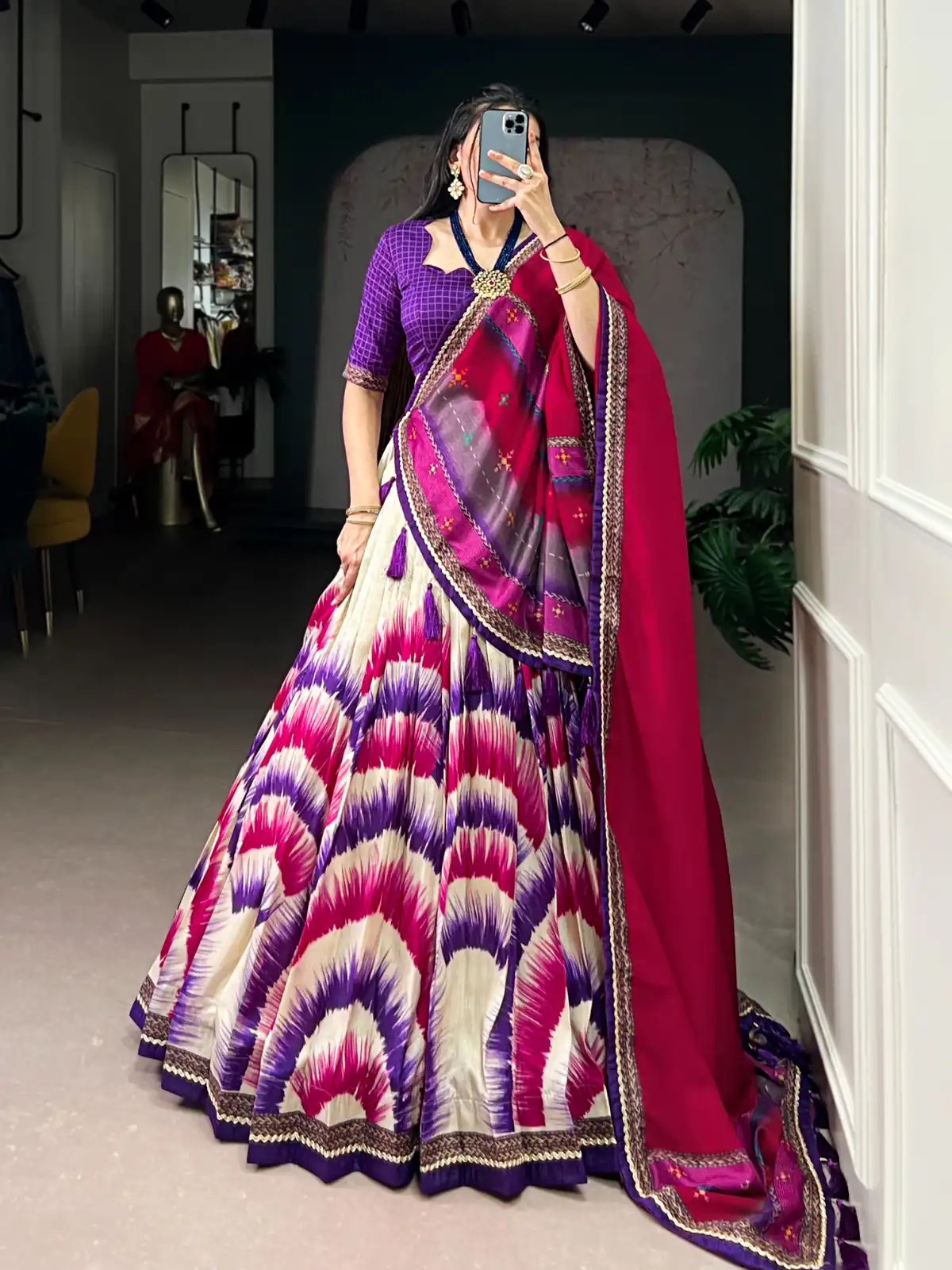 Purple Taser Silk Printed Lehenga Choli | Lehenga, Bollywood Lehenga, Creative Lehenga, Designer Lehenga, Embroidered Lehenga, Party Wear Lehenga