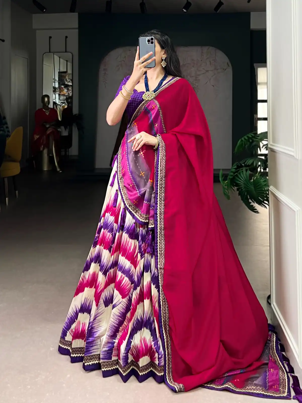 Purple Taser Silk Printed Lehenga Choli | Lehenga, Bollywood Lehenga, Creative Lehenga, Designer Lehenga, Embroidered Lehenga, Party Wear Lehenga