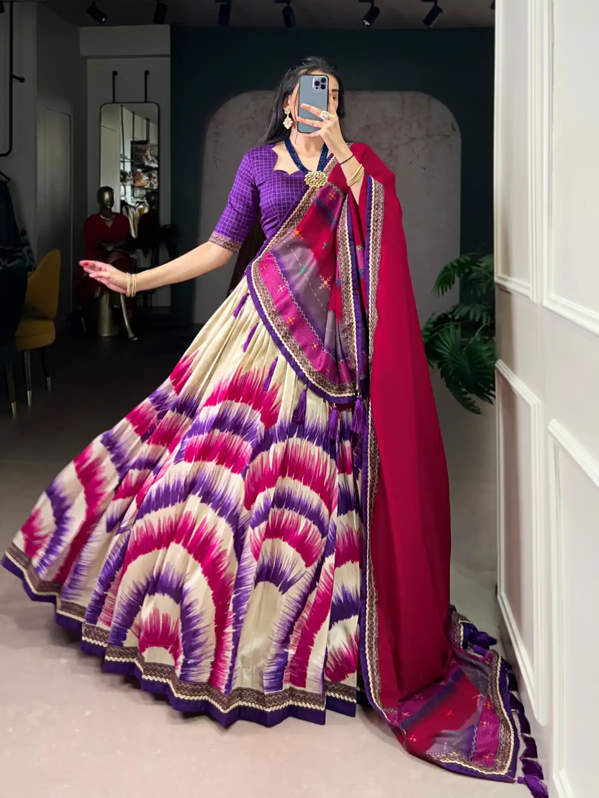 Purple Taser Silk Printed Lehenga Choli | Lehenga, Bollywood Lehenga, Creative Lehenga, Designer Lehenga, Embroidered Lehenga, Party Wear Lehenga
