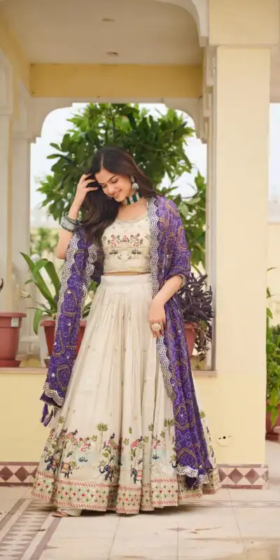 Purple Tissue Silk Embroidery Work Lehenga Choli | Lehenga, Bollywood Lehenga, Creative Lehenga, Designer Lehenga, Embroidered Lehenga, Party Wear Lehenga