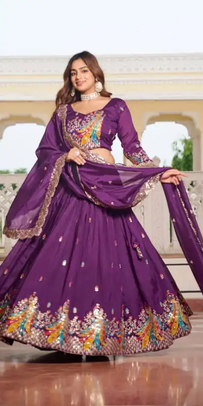 Purple Vichitra Embroidery Work Lehenga Choli | Lehenga, Bollywood Lehenga, Creative Lehenga, Designer Lehenga, Embroidered Lehenga, Party Wear Lehenga