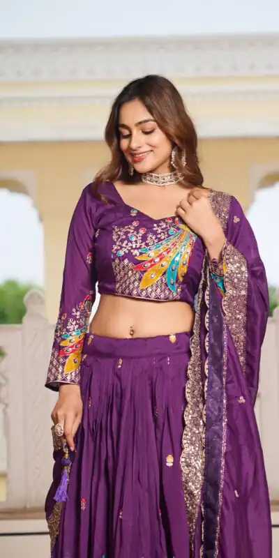 Purple Vichitra Embroidery Work Lehenga Choli | Lehenga, Bollywood Lehenga, Creative Lehenga, Designer Lehenga, Embroidered Lehenga, Party Wear Lehenga