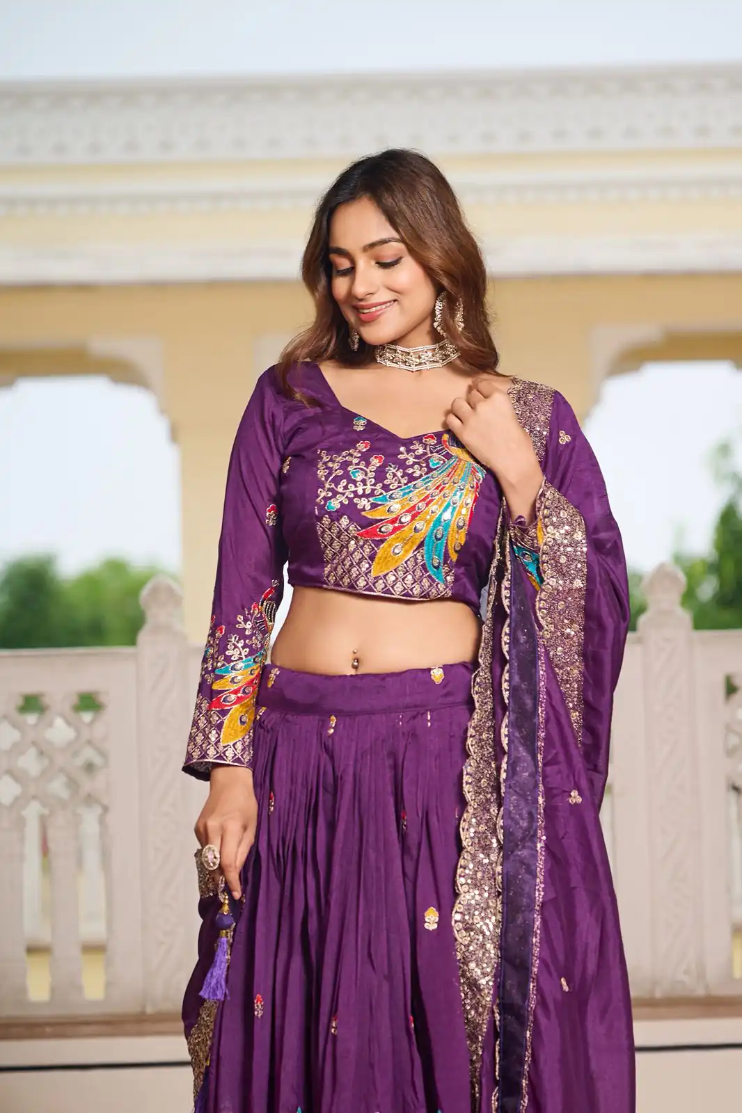 Purple Vichitra Embroidery Work Lehenga Choli | Lehenga, Bollywood Lehenga, Creative Lehenga, Designer Lehenga, Embroidered Lehenga, Party Wear Lehenga