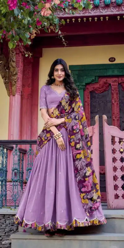 Purple Vichitra Kalamkari Lehenga Choli | Lehenga, Bollywood Lehenga, Creative Lehenga, Designer Lehenga, Embroidered Lehenga, Party Wear Lehenga