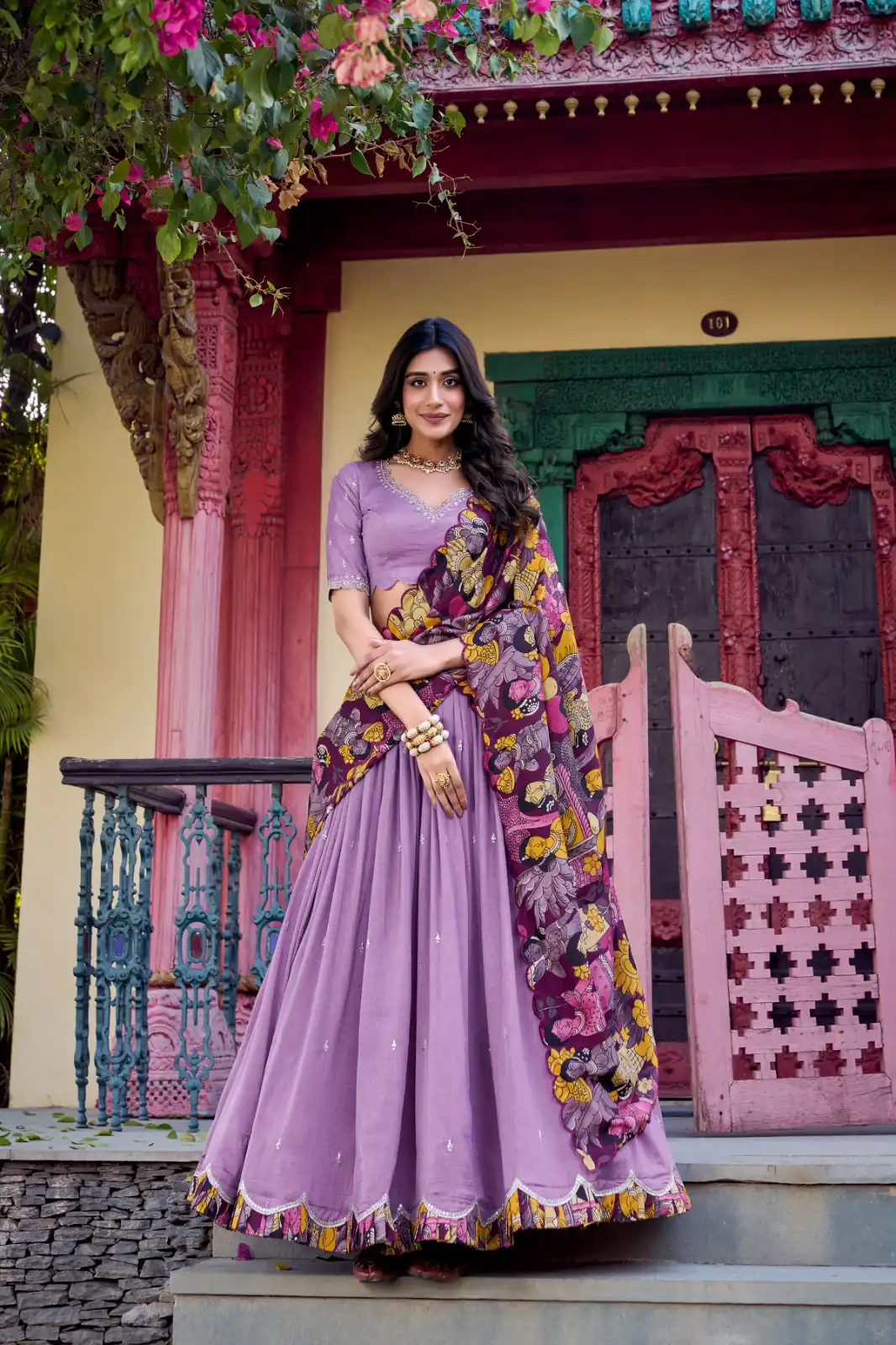 Purple Vichitra Kalamkari Lehenga Choli | Lehenga, Bollywood Lehenga, Creative Lehenga, Designer Lehenga, Embroidered Lehenga, Party Wear Lehenga