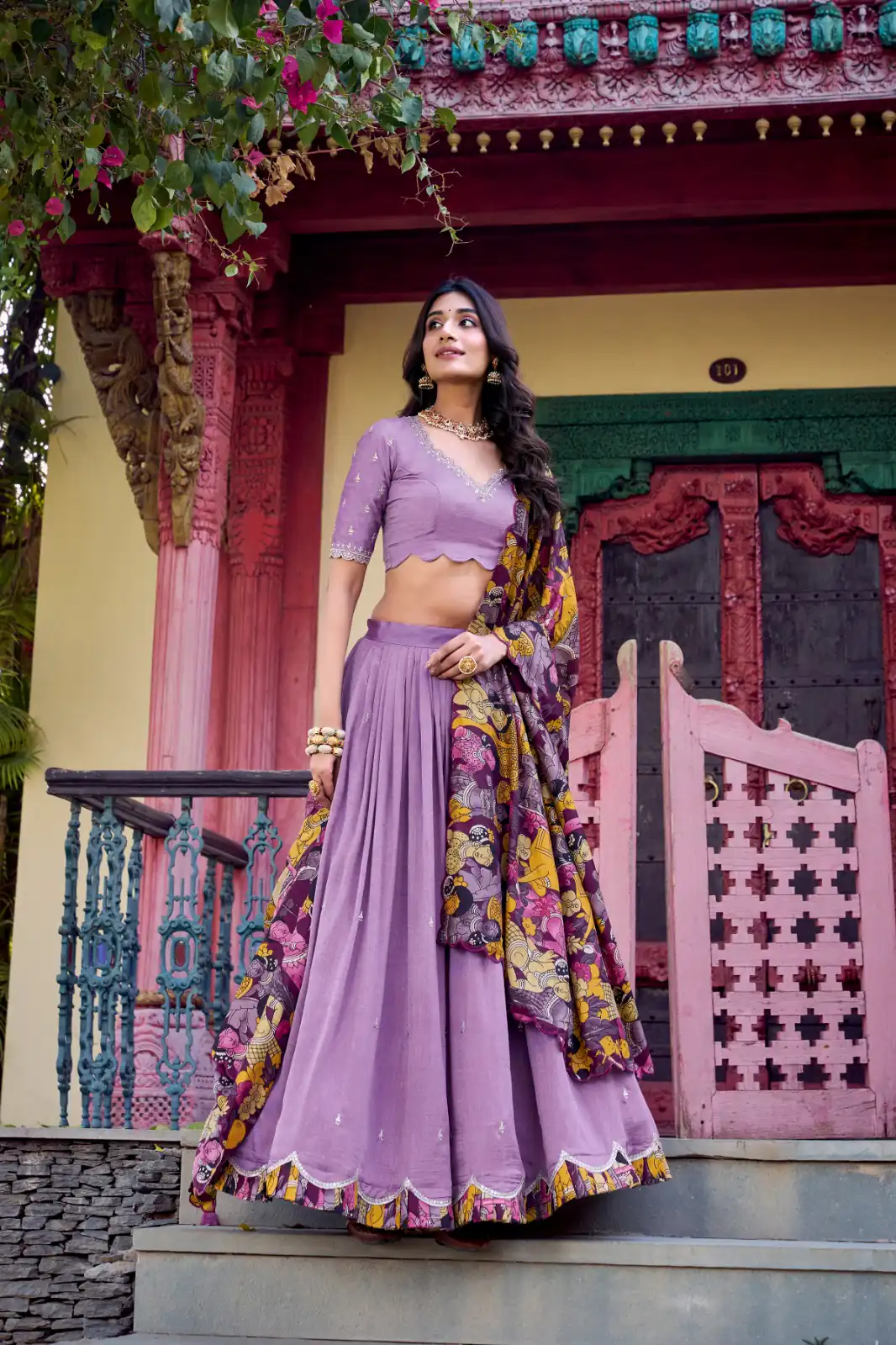 Purple Vichitra Kalamkari Lehenga Choli | Lehenga, Bollywood Lehenga, Creative Lehenga, Designer Lehenga, Embroidered Lehenga, Party Wear Lehenga