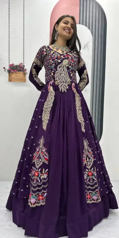 Purple Vichitra Sequence Work Lehenga Choli | Lehenga, Bollywood Lehenga, Creative Lehenga, Designer Lehenga, Embroidered Lehenga, Party Wear Lehenga