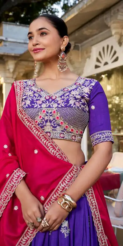Purple Vichitra Sequins Lehenga Choli | Lehenga, Bollywood Lehenga, Creative Lehenga, Designer Lehenga, Embroidered Lehenga, Party Wear Lehenga