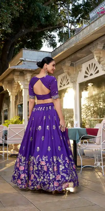 Purple Vichitra Sequins Lehenga Choli | Lehenga, Bollywood Lehenga, Creative Lehenga, Designer Lehenga, Embroidered Lehenga, Party Wear Lehenga