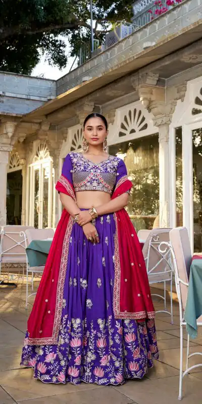 Purple Vichitra Sequins Lehenga Choli | Lehenga, Bollywood Lehenga, Creative Lehenga, Designer Lehenga, Embroidered Lehenga, Party Wear Lehenga