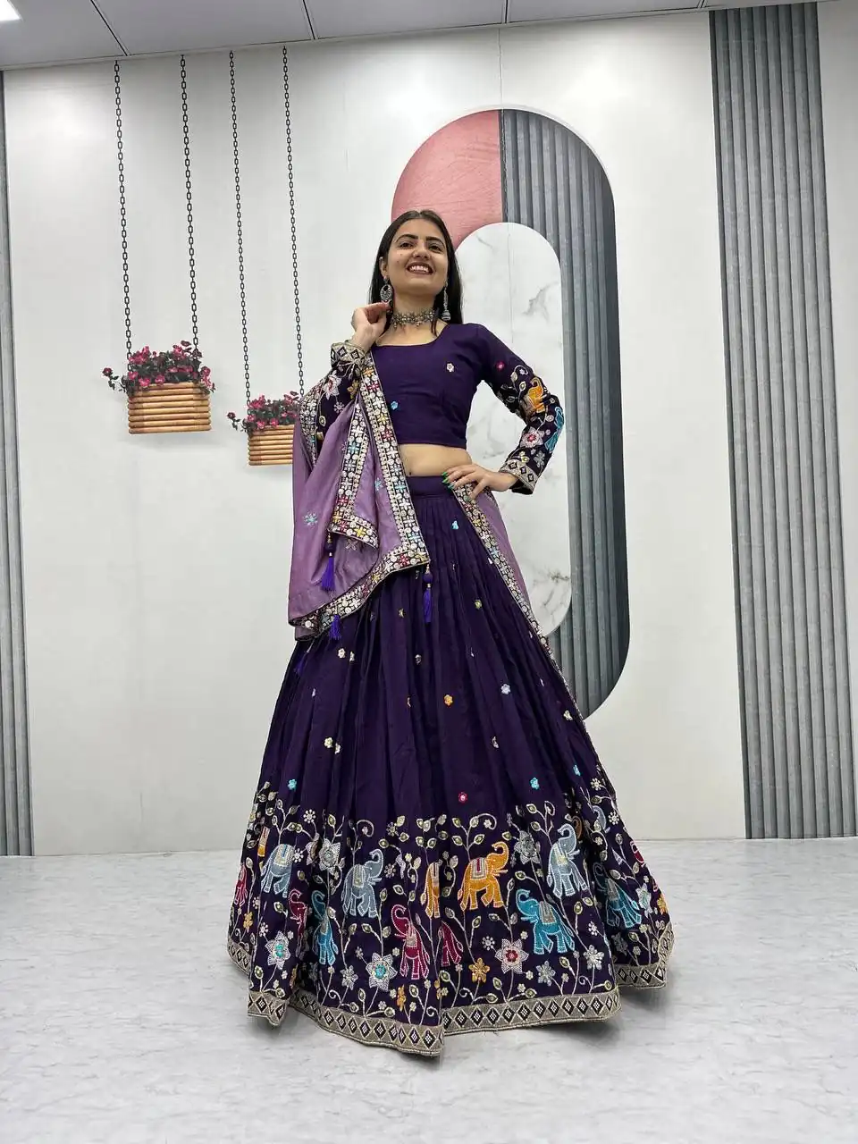 Purple Vichitra Silk Lace Border Work Lehenga Choli | Lehenga, Bollywood Lehenga, Creative Lehenga, Designer Lehenga, Embroidered Lehenga, Party Wear Lehenga