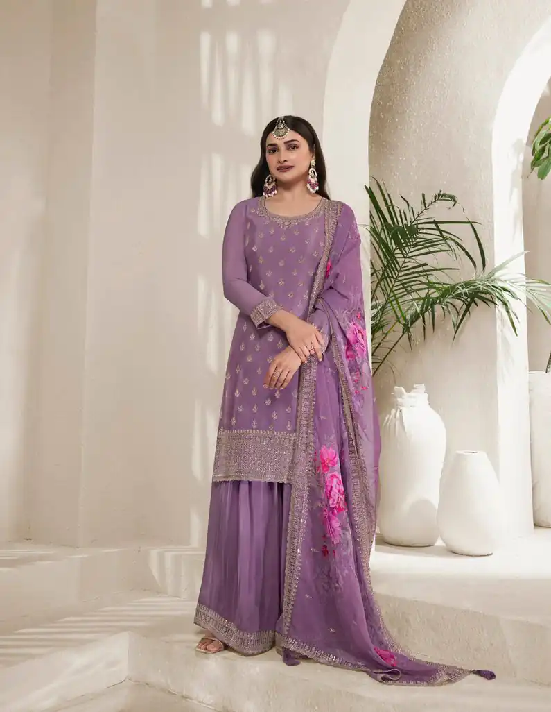 Purple Viscose Chinon Embroidered Sequence Salwar Suit | Salwar suit, Casual Suits, Creative suits, Designer Suits, Palazzo Suits, Party Wear Suits, Patiala Suits, Straight Suits