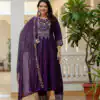 Purple Viscose Roman Silk Mirror Work Anarkali Suit | Anarkali Suits, Bollywood Anarkali, Creative-Anarkali, Designer Anarkali, Embroidered Anarkali, Party Wear Anarkali