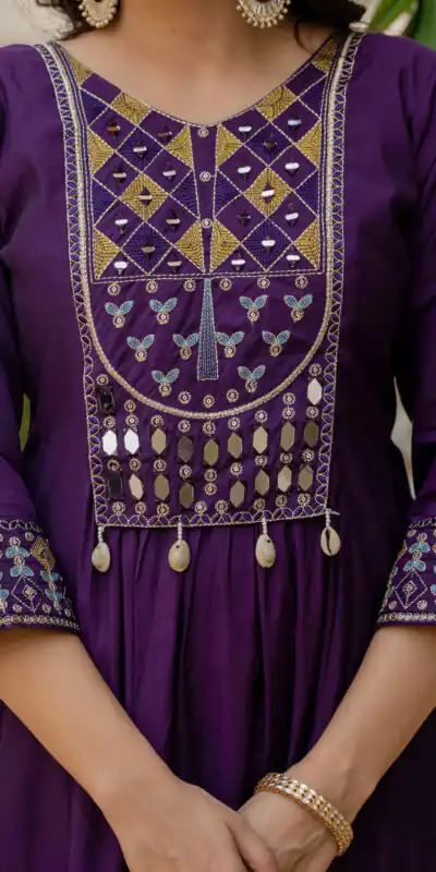 Purple Viscose Roman Silk Mirror Work Anarkali Suit | Anarkali Suits, Bollywood Anarkali, Creative-Anarkali, Designer Anarkali, Embroidered Anarkali, Party Wear Anarkali