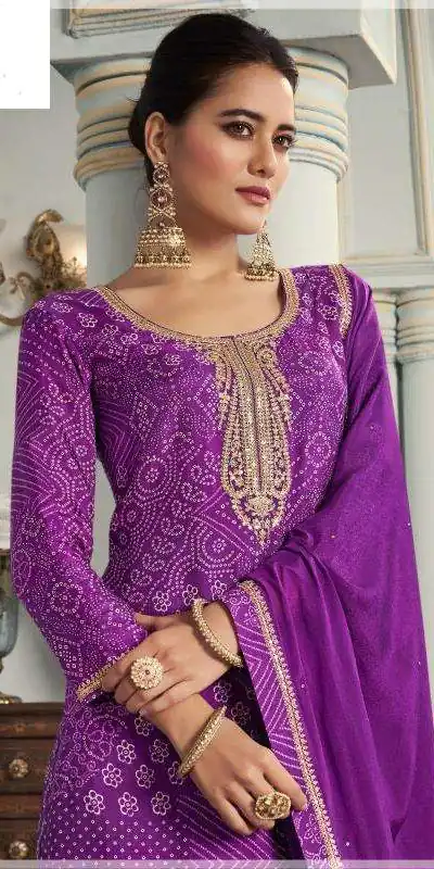 Purple Viscose Silk Sequence Work Digital Print Salwar Suit | Jump Suits, Salwar suit, Casual Suits, Creative suits, Designer Suits, Palazzo Suits, Party Wear Suits, Patiala Suits, Straight Suits