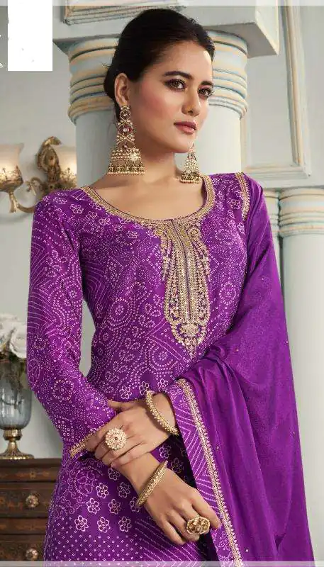 Purple Viscose Silk Sequence Work Digital Print Salwar Suit | Jump Suits, Salwar suit, Casual Suits, Creative suits, Designer Suits, Palazzo Suits, Party Wear Suits, Patiala Suits, Straight Suits