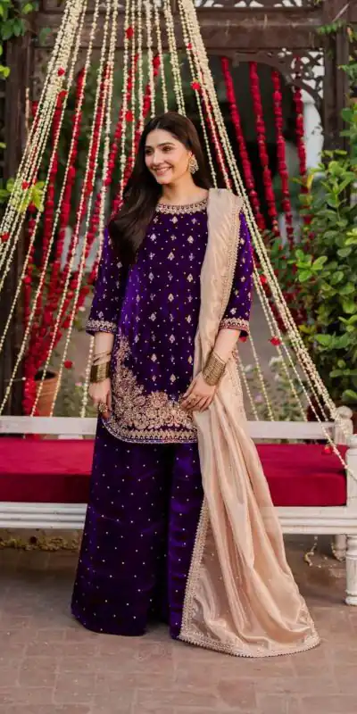 Purple Viscose Velvet Thread Sequence Work Salwar Suit | Jump Suits, Tops & Bottoms, Track Suits, Salwar suit, Casual Suits, Creative suits, Designer Suits, Palazzo Suits, Party Wear Suits, Patiala Suits, Straight Suits, Trendy Wear