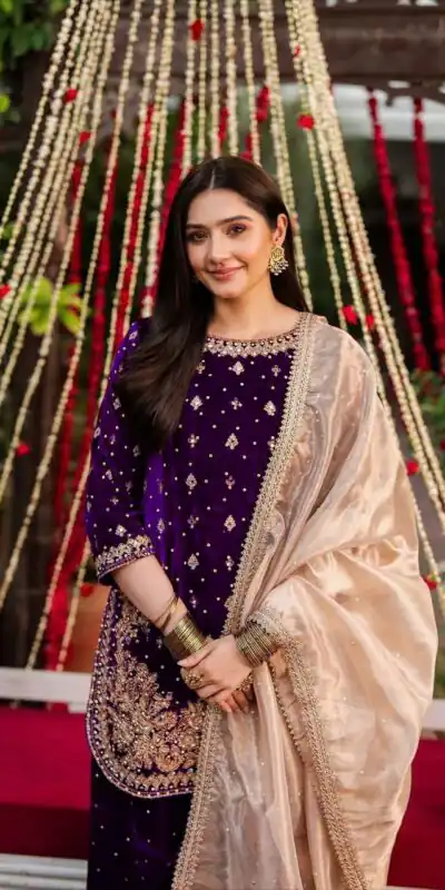 Purple Viscose Velvet Thread Sequence Work Salwar Suit | Jump Suits, Tops & Bottoms, Track Suits, Salwar suit, Casual Suits, Creative suits, Designer Suits, Palazzo Suits, Party Wear Suits, Patiala Suits, Straight Suits, Trendy Wear