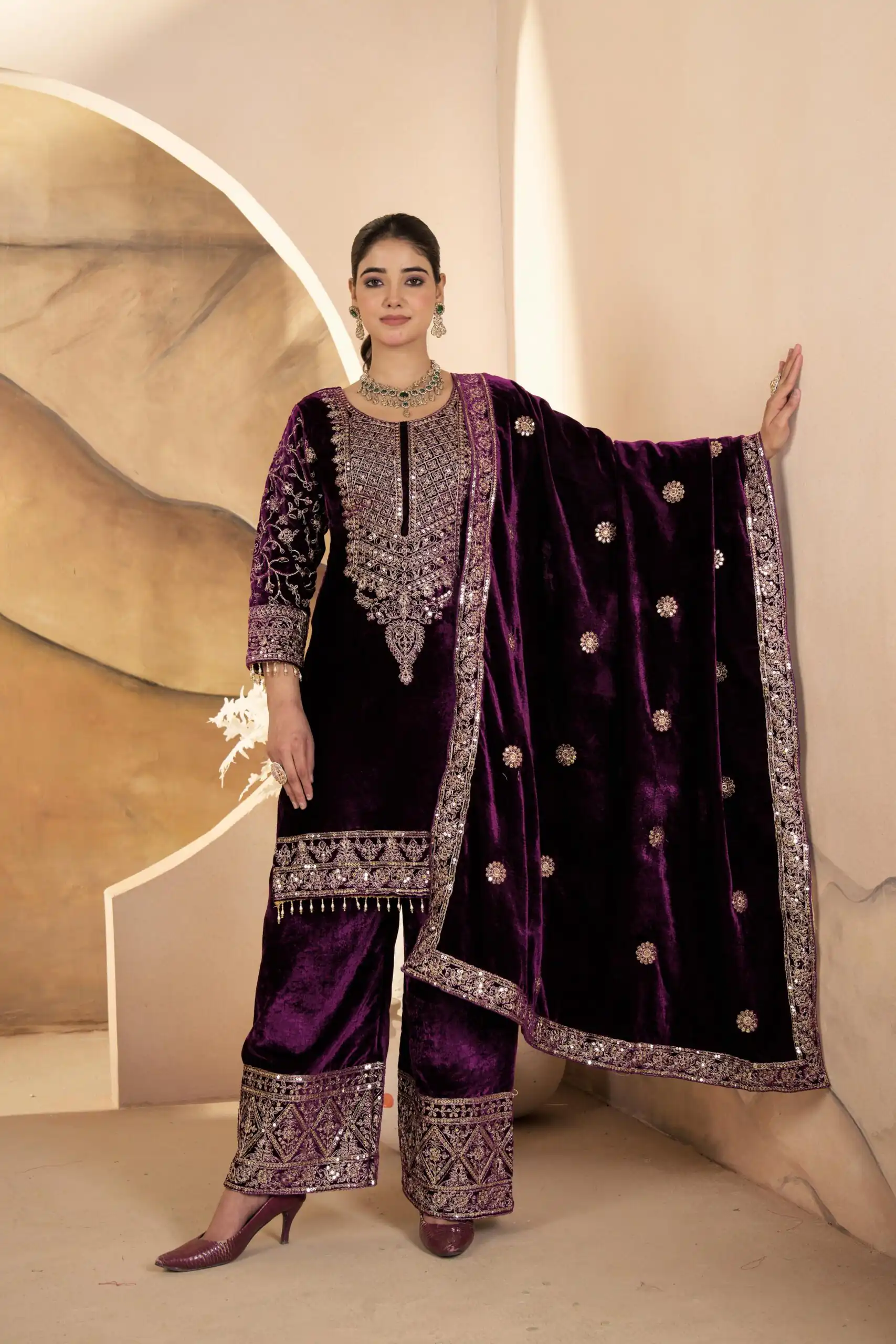 Purple Viscose Velvet With Sequence Work Salwar Suit | Jump Suits, Salwar suit, Casual Suits, Creative suits, Designer Suits, Palazzo Suits, Party Wear Suits, Patiala Suits, Straight Suits