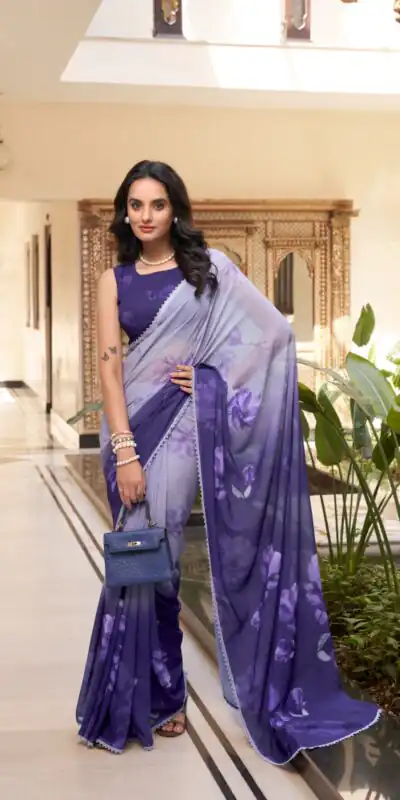 Purple Weightless Printed Saree | Sarees, Bollywood Sarees, Creative Sarees, Designer Sarees, Embroidered Sarees, Ethnic Saree, Modern Digital sarees, Party Wear Sarees