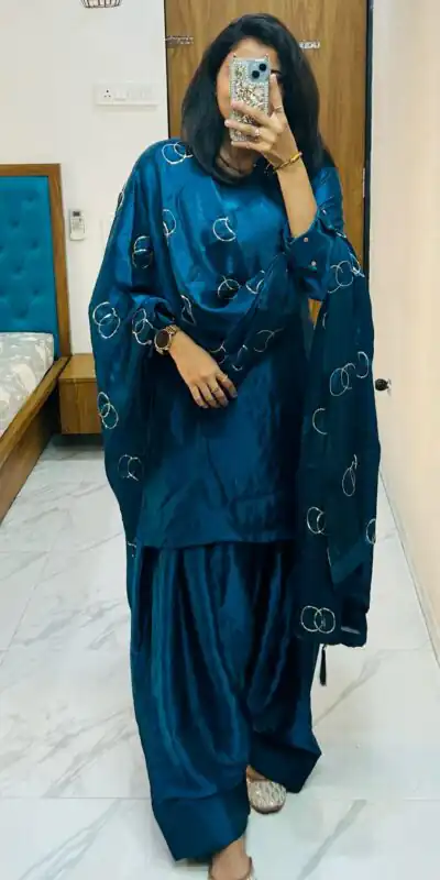 Rama Blue Silk Salwar Suit | Jump Suits, Salwar suit, Casual Suits, Creative suits, Designer Suits, Palazzo Suits, Party Wear Suits, Patiala Suits, Straight Suits