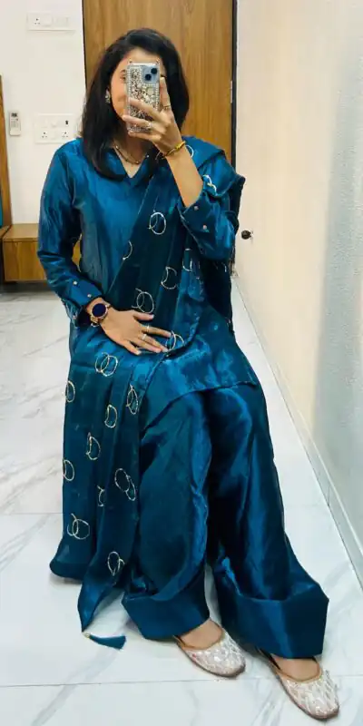 Rama Blue Silk Salwar Suit | Jump Suits, Salwar suit, Casual Suits, Creative suits, Designer Suits, Palazzo Suits, Party Wear Suits, Patiala Suits, Straight Suits