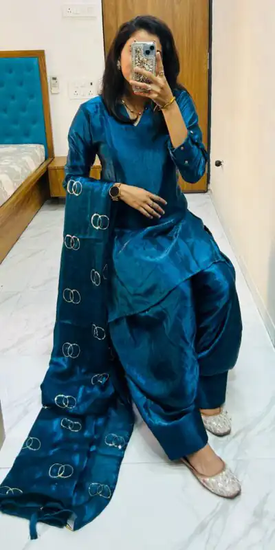 Rama Blue Silk Salwar Suit | Jump Suits, Salwar suit, Casual Suits, Creative suits, Designer Suits, Palazzo Suits, Party Wear Suits, Patiala Suits, Straight Suits