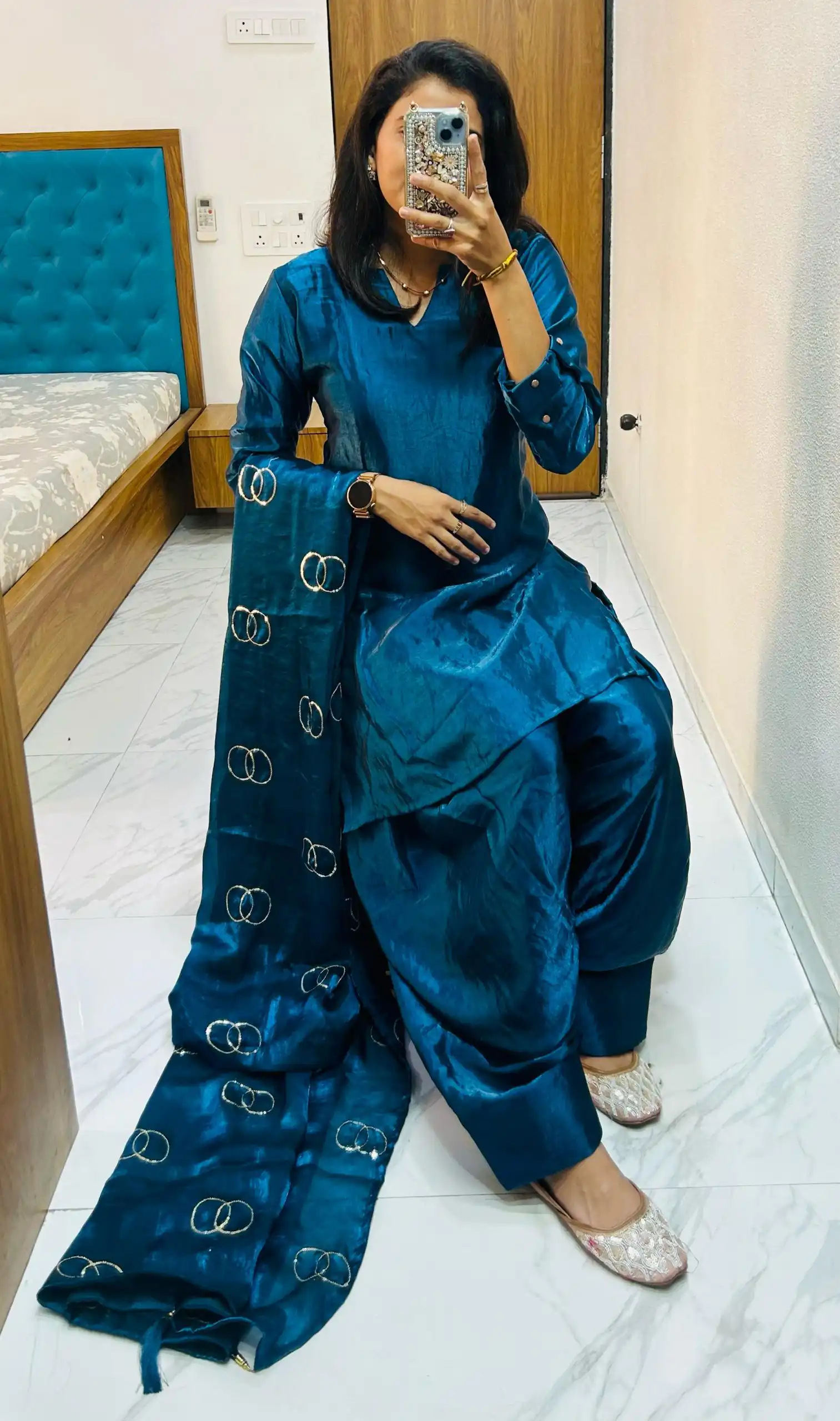 Rama Blue Silk Salwar Suit | Jump Suits, Salwar suit, Casual Suits, Creative suits, Designer Suits, Palazzo Suits, Party Wear Suits, Patiala Suits, Straight Suits